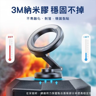 黏貼式導航架/黏貼式汽車支架(適用Magsafe)360度旋轉/磁吸車架 ~