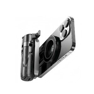 迷你口袋型磁吸自拍桿/藍芽輔拍器/三角支架/伸縮折疊旋轉/手機支撐架/登山扣可攜收納